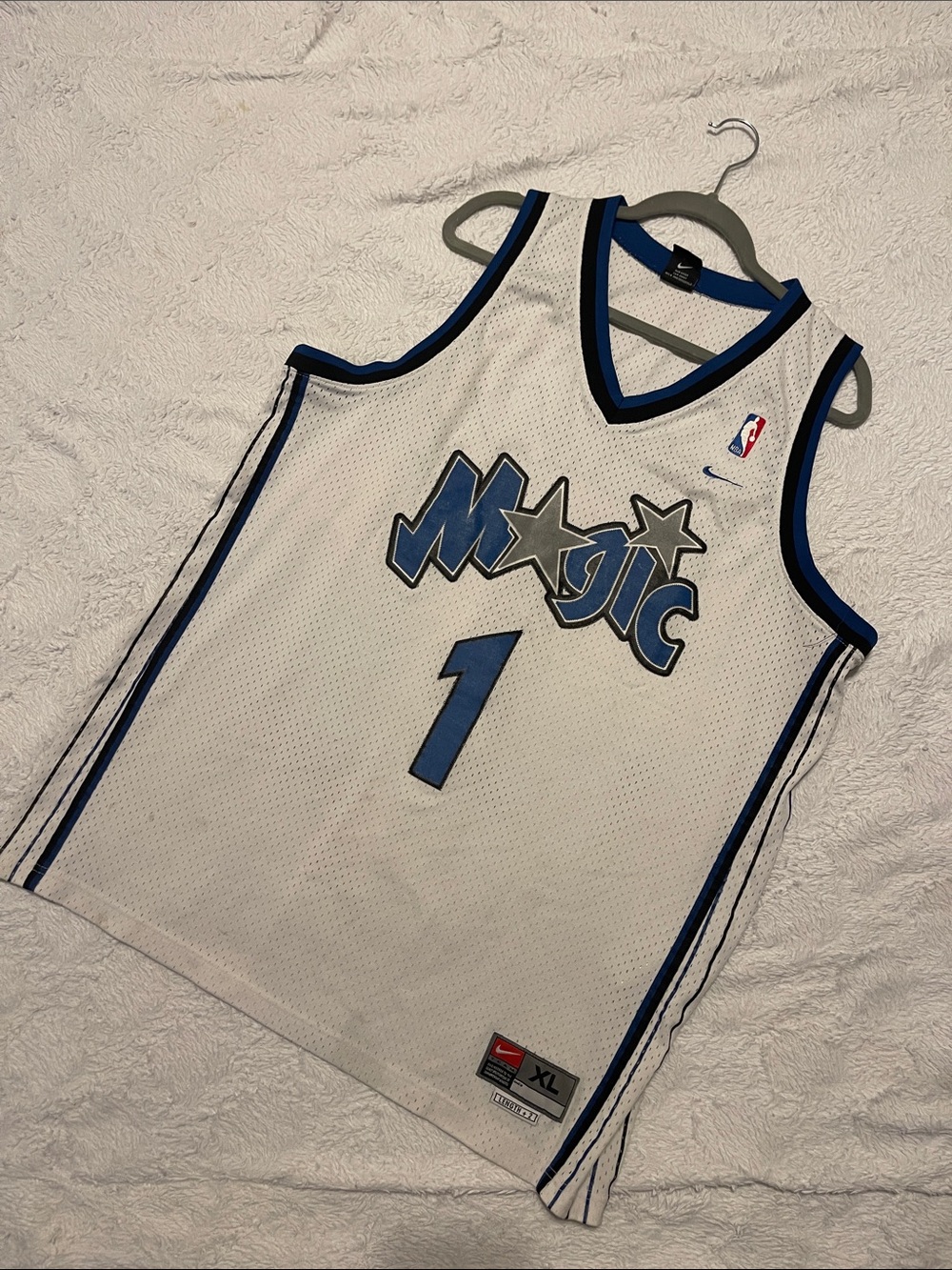 Nike vintage Orlando Magic White Basketball Jersey with Blue and Black Trim